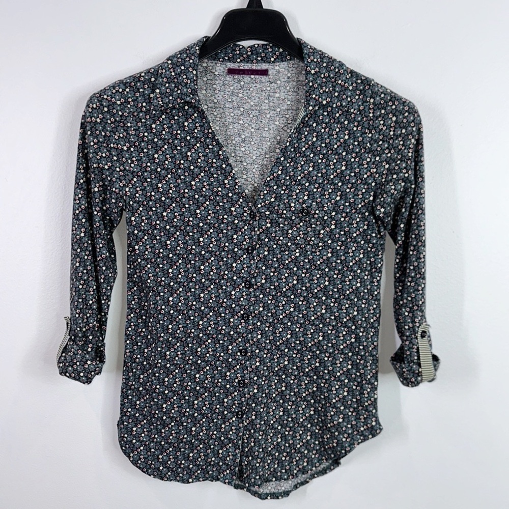 Anthropologie velvet floral print blouse size small
